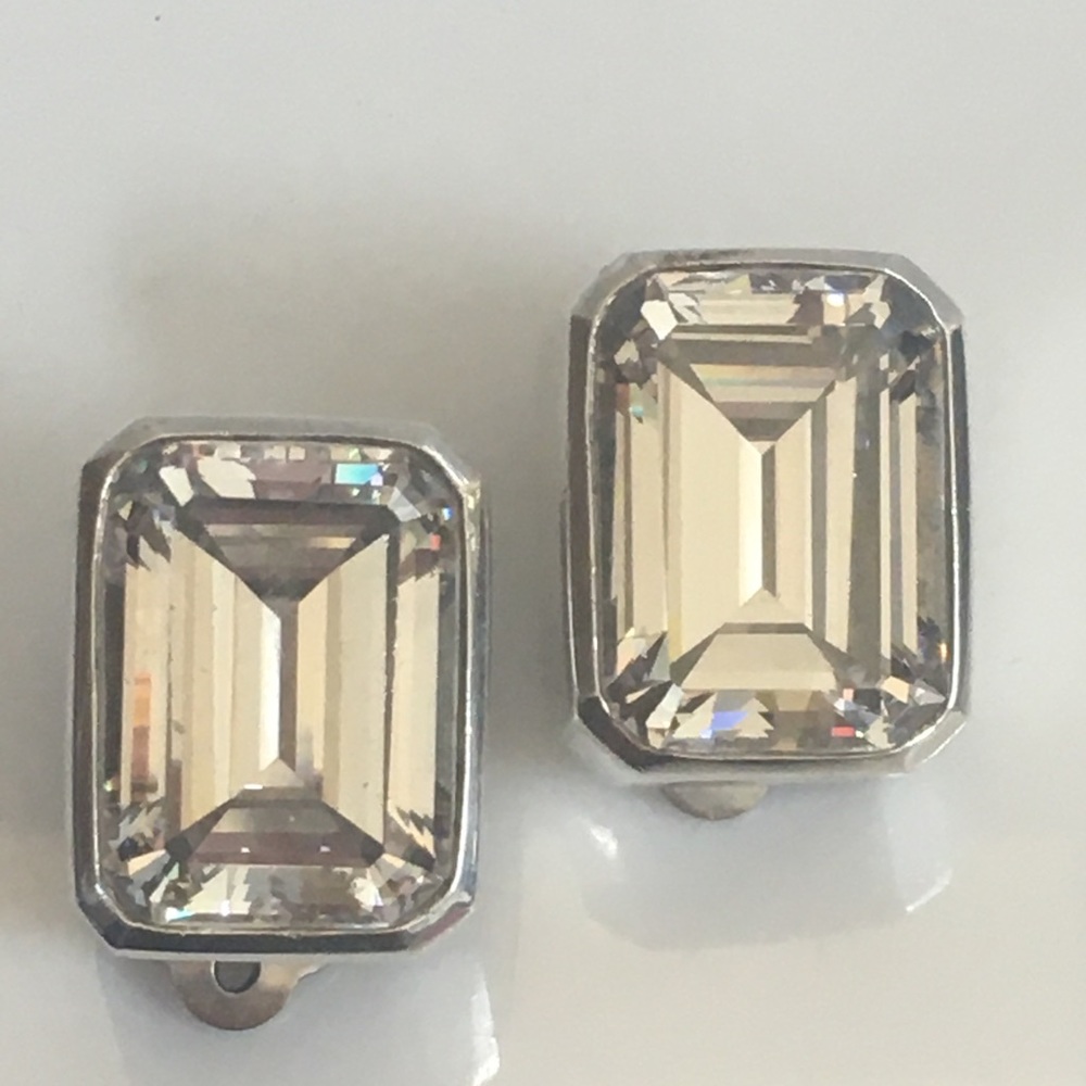 MJ Savitt CZ sterling silver earclips